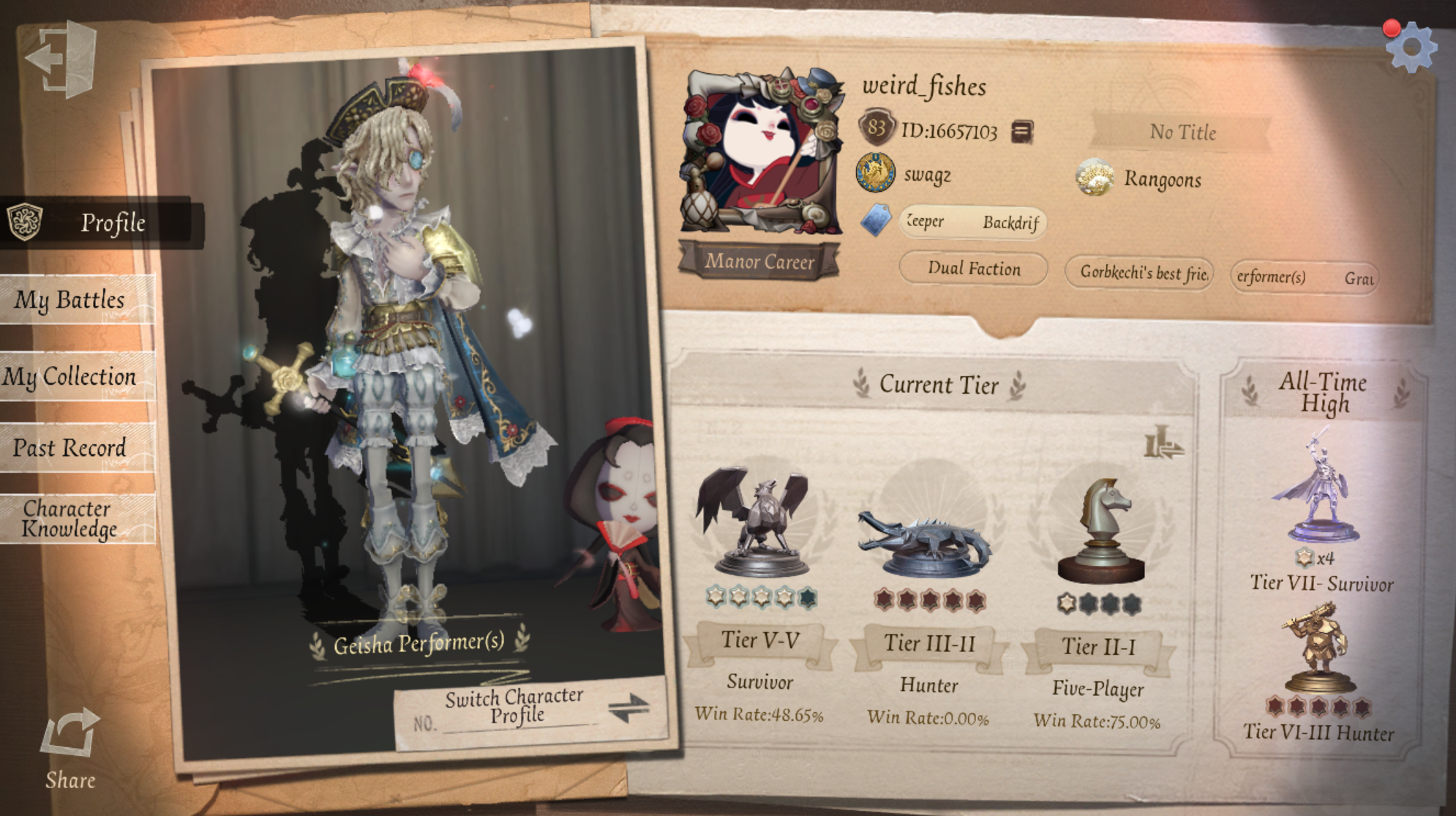 my profile on Identity V